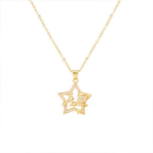 Gold Star Patchwork Letter Alloy Necklace