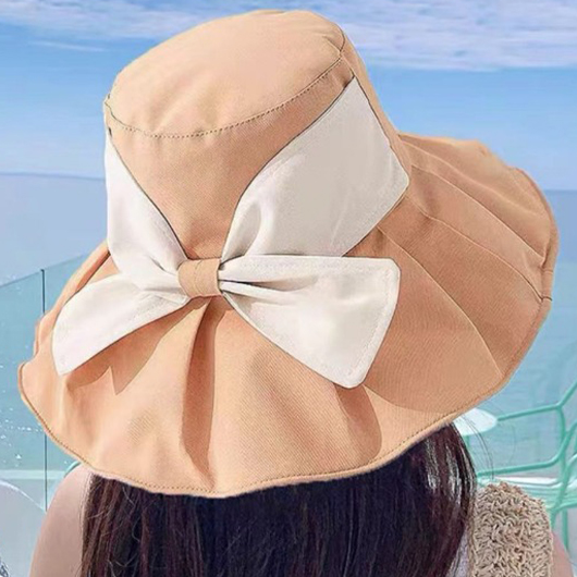 Bowknot Sun Protection orange Bucket Hat | picture 