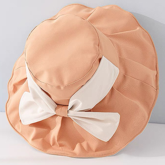 Bowknot Sun Protection orange Bucket Hat | picture 