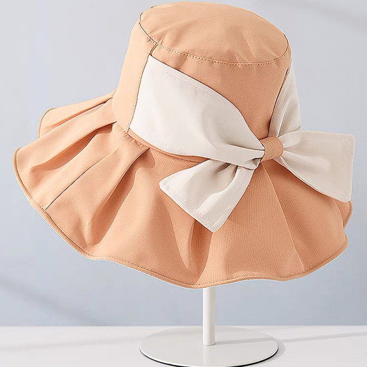 Bowknot Sun Protection orange Bucket Hat | picture 