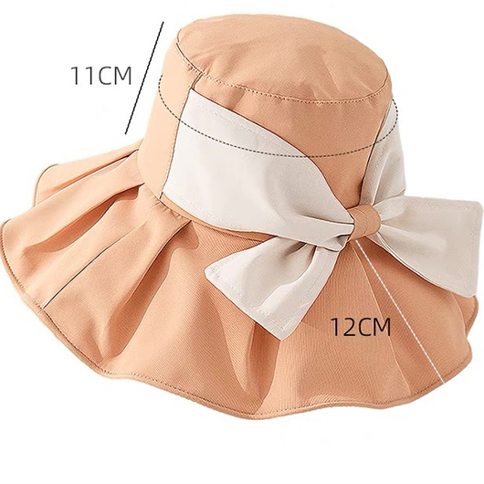 Bowknot Sun Protection orange Bucket Hat | picture 