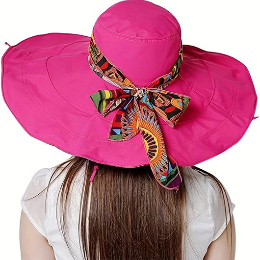 Hot Pink Tribal Print Bowknot Visor Hat