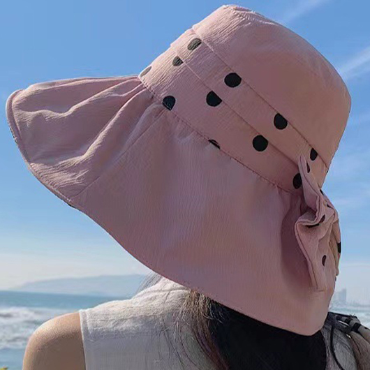 Vinyl Sunscreen Pink Polka Dot Visor Hat
