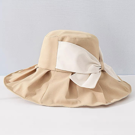 Light Camel Bowknot Design Polyester Visor Hat