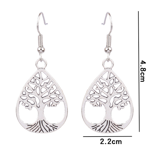 Silvery White Cutout Tree Alloy Earrings