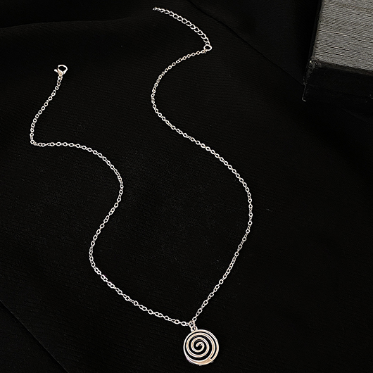 Silvery White Round Detail Alloy Necklace