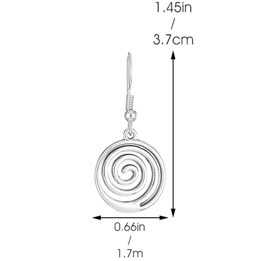 Silvery White Spiral Round Alloy Earrings