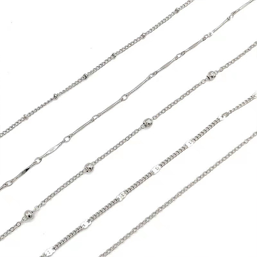 Silvery White Copper Beaded Anklets Set