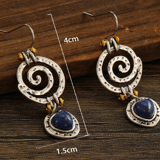 Silver Cutout Spiral Design Alloy Earrings