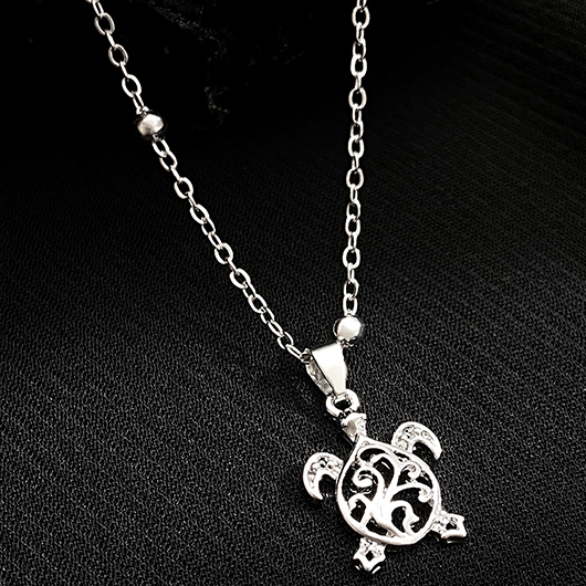 Silvery White Alloy Hollow Turtle Anklet