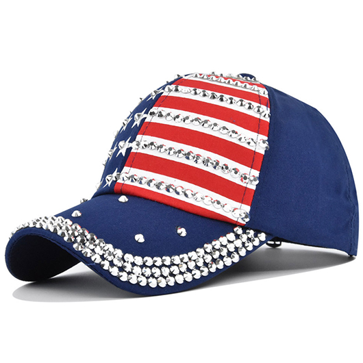 Hot Drilling American Flag Blue Striped Hat Baseball Cap
