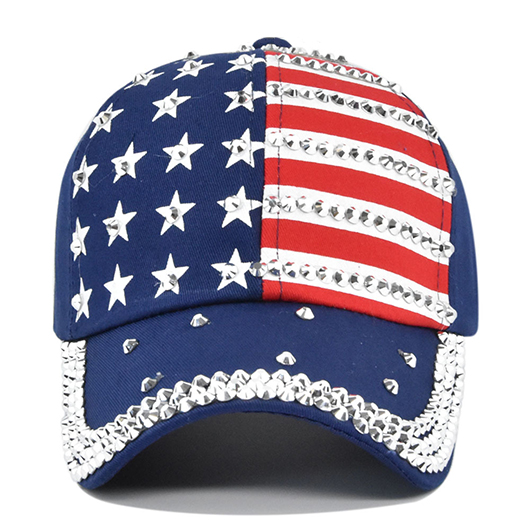 Hot Drilling American Flag Blue Striped Hat Baseball Cap