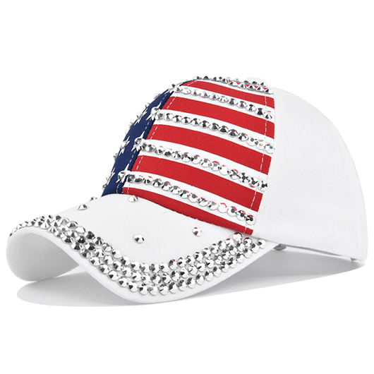 Hot Drilling American Flag White Striped Hat Baseball Cap