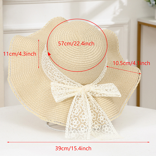 Lace Bowknot Design Beige Sun Hat