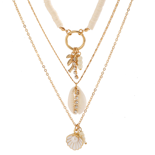 Gold Alloy Coconut Palm Layered Necklace