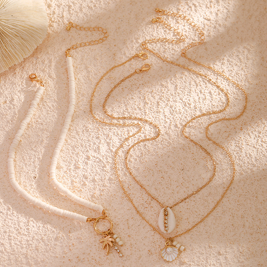Gold Alloy Coconut Palm Layered Necklace