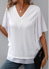 White Fake 2in1 Short Sleeve V Neck T Shirt | thumb picture 