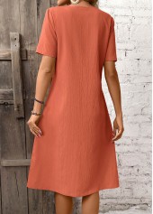 Brick Red Pocket A Line Short Sleeve Dress | thumb picture 