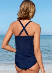 Shinning Navy Criss Cross Back Tankini Set | thumb picture 