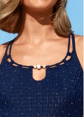 Shinning Navy Criss Cross Back Tankini Set | thumb picture 