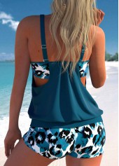 Fake 2in1 Leopard Peacock Blue Tankini Set | thumb picture 
