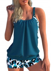 Fake 2in1 Leopard Peacock Blue Tankini Set | thumb picture 