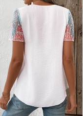 White Layered Plants Print Short Sleeve T Shirt