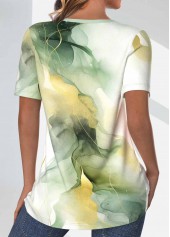 Sage Green Criss Cross Marble Print T Shirt | thumb picture 