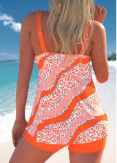 Contrast Binding Striped Orange Tankini Set | thumb picture 