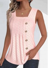 Light Pink Jacquard Sleeveless Square Neck Tank Top | thumb picture 