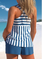 Lace Up Striped Blue Tankini Set | thumb picture 