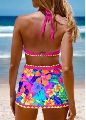 Tie Floral Print Hot Pink Bikini Set | thumb picture 