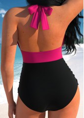 Lace Patchwork Hot Pink One Piece Swimwear | thumb picture 