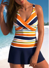 Surplice Multi Stripe Print Navy Tankini Set