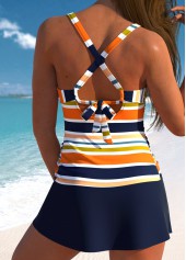 Surplice Multi Stripe Print Navy Tankini Set | thumb picture 