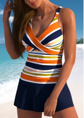 Surplice Multi Stripe Print Navy Tankini Set | thumb picture 