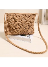Dark Camel Zip Tassel Crossbody Bag