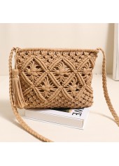 Dark Camel Zip Tassel Crossbody Bag | thumb picture 