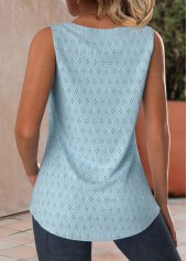 Dusty Blue Jacquard Sleeveless Square Neck Tank Top | thumb picture 