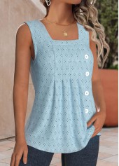 Dusty Blue Jacquard Sleeveless Square Neck Tank Top | thumb picture 