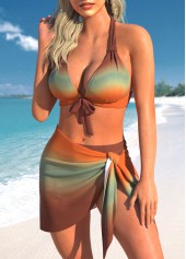 Three-piece Ombre Dark Coffee Bikini Set | thumb picture 