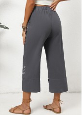 Dark Grey Marl Pocket Graffiti Print Elastic Waist Pants