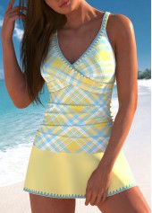 Surplice Plaid Light Yellow Tankini Set | thumb picture 