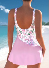 Surplice Floral Print Light Pink One Piece Swimdress | thumb picture 