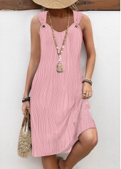 Pink Circular Ring A Line Sleeveless V Neck Dress