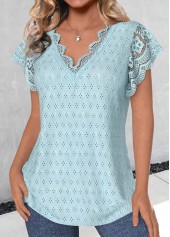 Light Blue Bowknot Short Sleeve V Neck T Shirt | thumb picture 