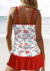 Circular Ring Floral Print Red Tankini Set | thumb picture 