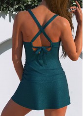 Criss Cross Tie Back Peacock Blue Tankini Set | thumb picture 