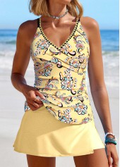Surplice Tribal Print Light Yellow Tankini Set | thumb picture 