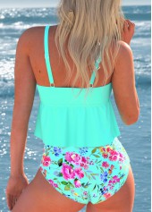 Bowknot Floral Print Mint Green Bikini Set | thumb picture 